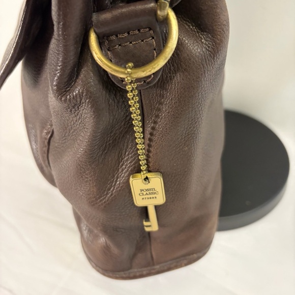 Fossil Classic Genuine Leather Satchel Crossbody Bag Brown - Picture 14 of 14